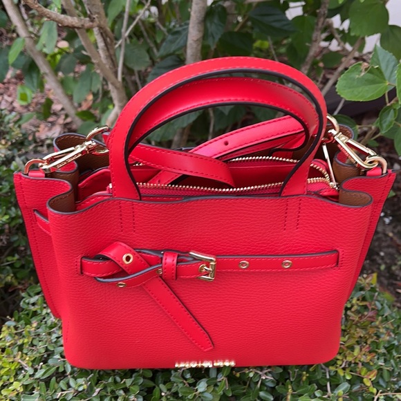 MICHAEL KORS EMILIA SMALL SATCHEL DARK SANGRIA - Picture 2 of 16